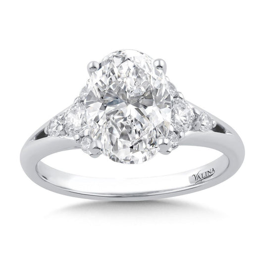 Valina Oval-Cut Diamond Split Shank Engagement Ring R2529W-SR