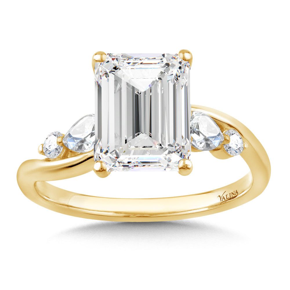 Valina 14K Emerald-Cut & Side Stone Diamond Engagement Ring R2532Y-SR