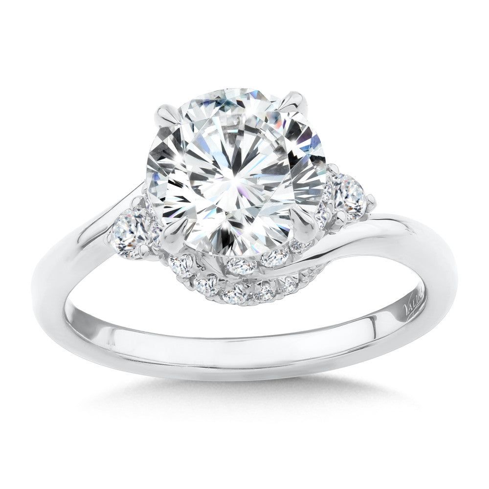 Valina 14K Spiral Side Stone Diamond Engagement Ring R2538W-SR
