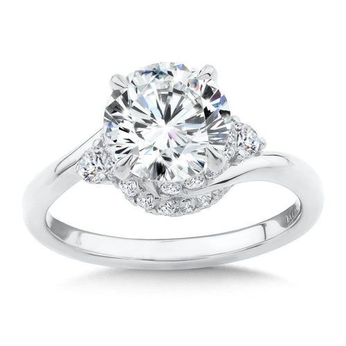 14K Spiral Side Stone Diamond Engagement Ring R2538W-SR