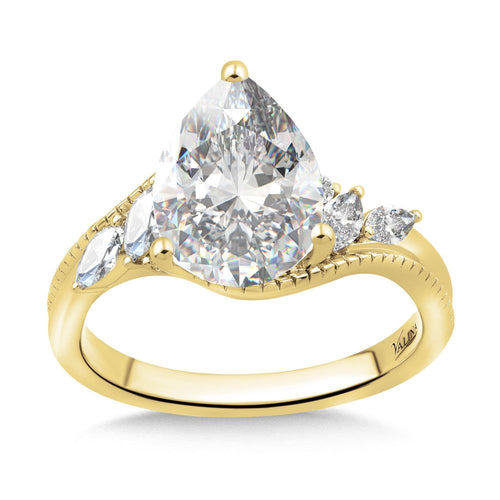 Pear-Cut & Side Stone Bypass Diamond Engagement Ring R2541Y-SR