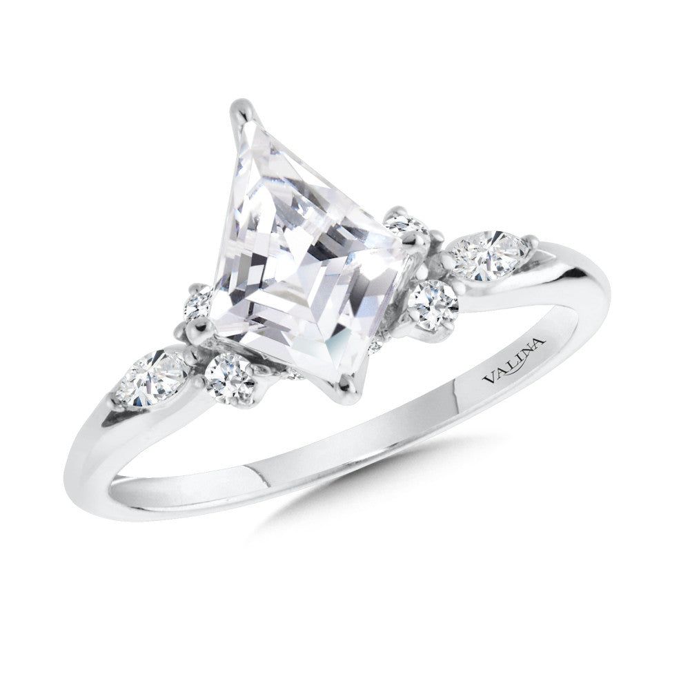 Valina Kite-Cut & Side Stone Diamond Engagement Ring R2545W-SR