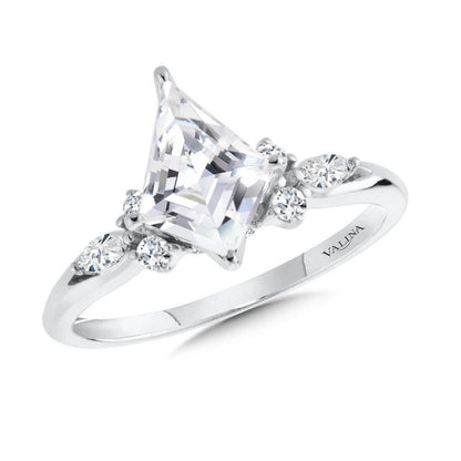 Valina Kite-Cut & Side Stone Diamond Engagement Ring R2545W-SR