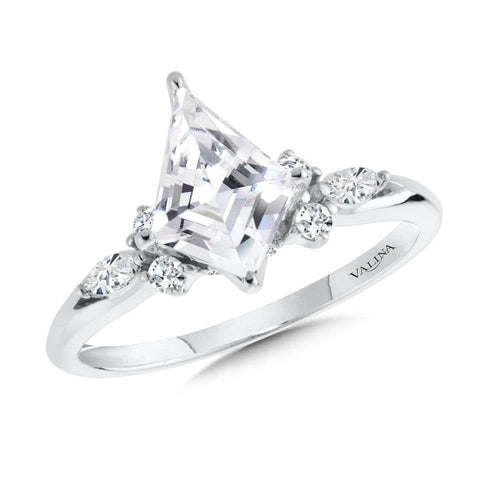 Kite-Cut & Side Stone Diamond Engagement Ring R2545W-SR