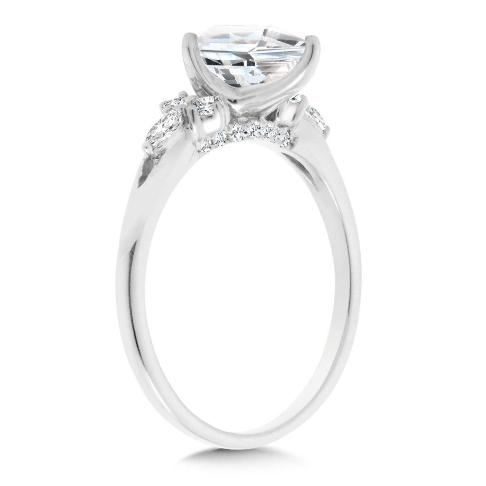 Valina Kite-Cut & Side Stone Diamond Engagement Ring R2545W-SR