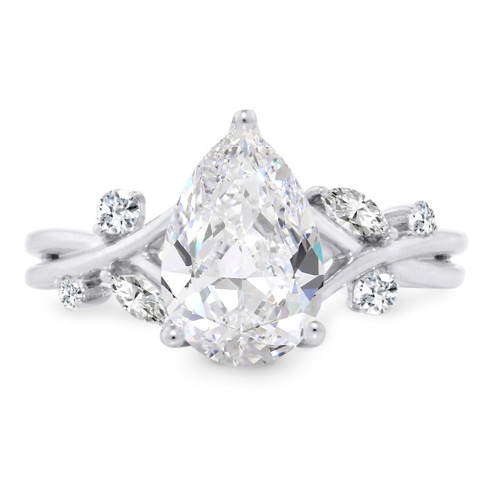 Valina Pear-Cut & Side Stone Criss-Cross Diamond Engagement Ring R2547W-SR
