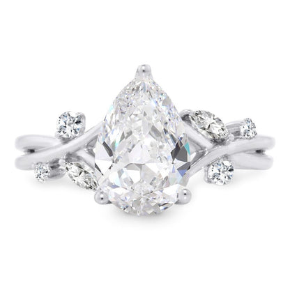 Valina Pear-Cut & Side Stone Criss-Cross Diamond Engagement Ring R2547W-SR