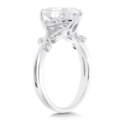 Pear-Cut & Side Stone Criss-Cross Diamond Engagement Ring R2547W-SR