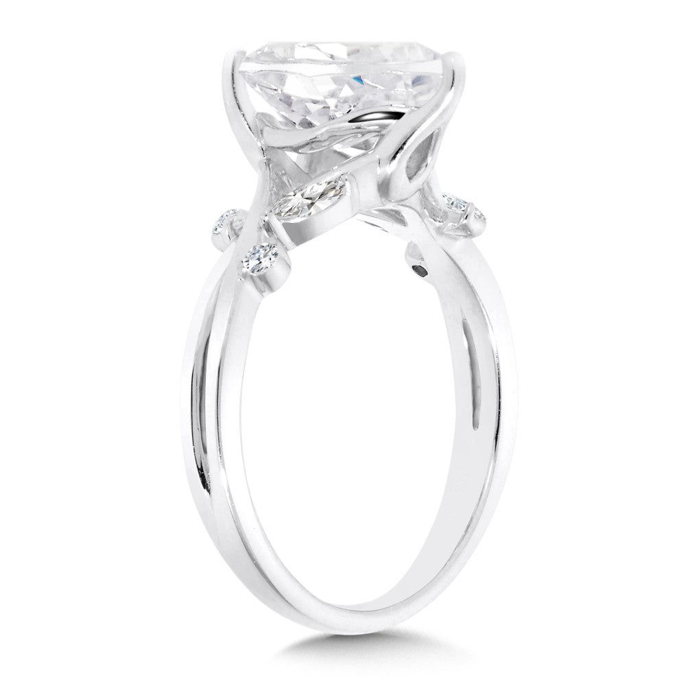 Valina Pear-Cut & Side Stone Criss-Cross Diamond Engagement Ring R2547W-SR