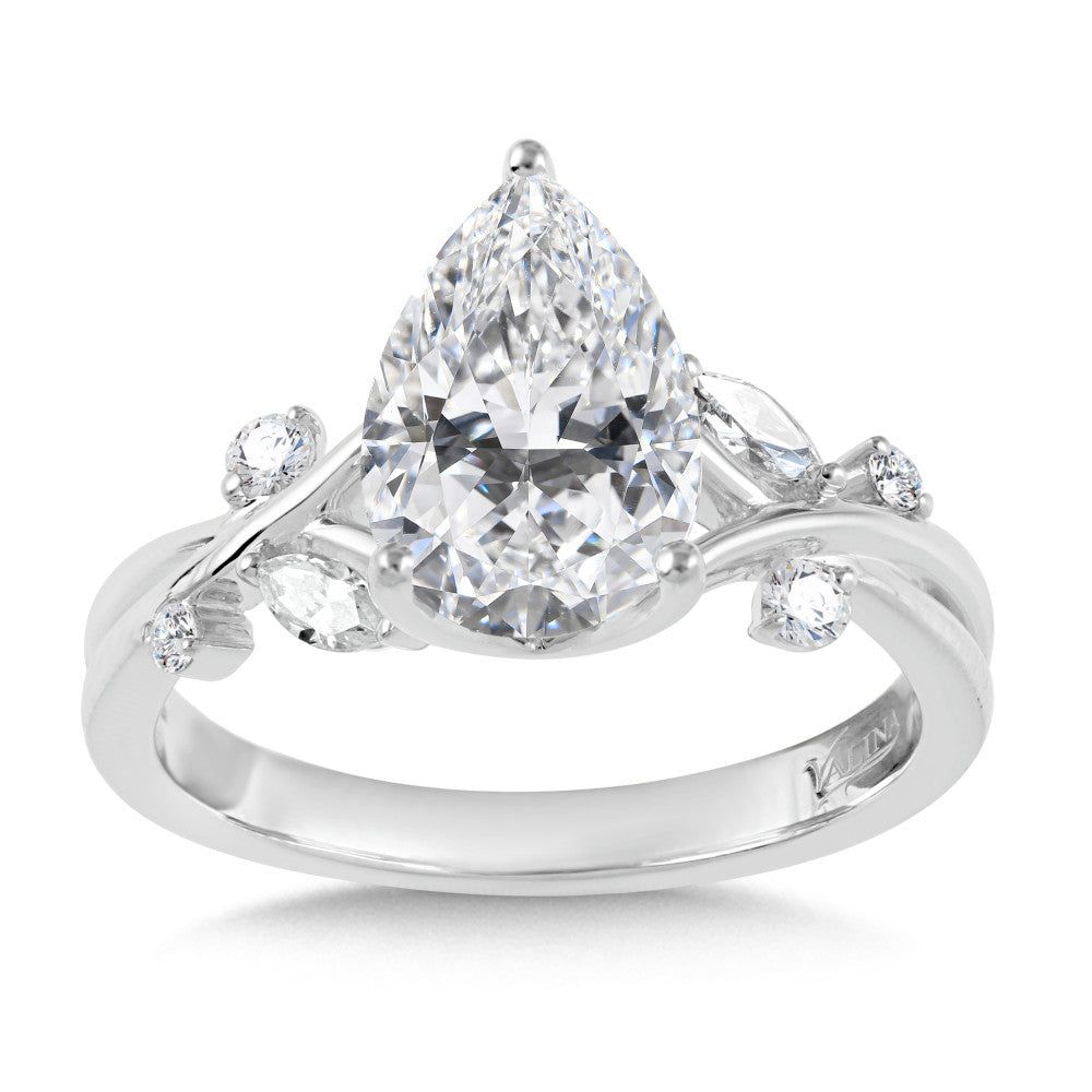 Valina Pear-Cut & Side Stone Criss-Cross Diamond Engagement Ring R2547W-SR