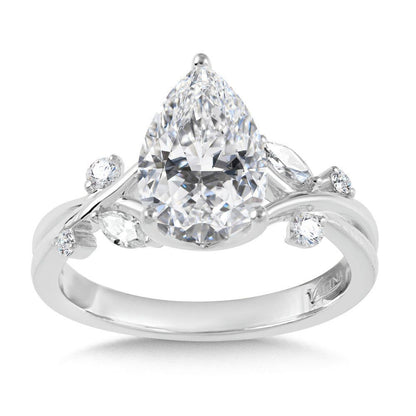 Valina Pear-Cut & Side Stone Criss-Cross Diamond Engagement Ring R2547W-SR