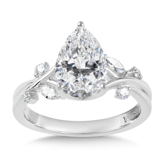 Valina Pear-Cut & Side Stone Criss-Cross Diamond Engagement Ring R2547W-SR