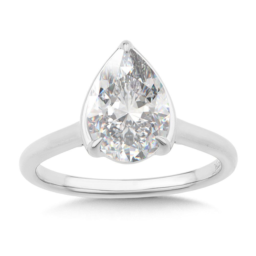 Valina Pear-Cut Diamond Bracket-Prong Engagement Ring R2557W-SR