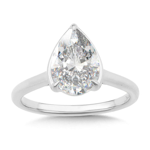 Pear-Cut Diamond Bracket-Prong Engagement Ring R2557W-SR
