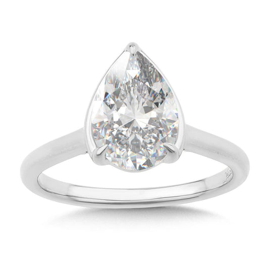Valina Pear-Cut Diamond Bracket-Prong Engagement Ring R2557W-SR