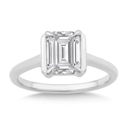 Valina Emerald-Cut Diamond Bracket-Prong Engagement Ring R2559W-SR