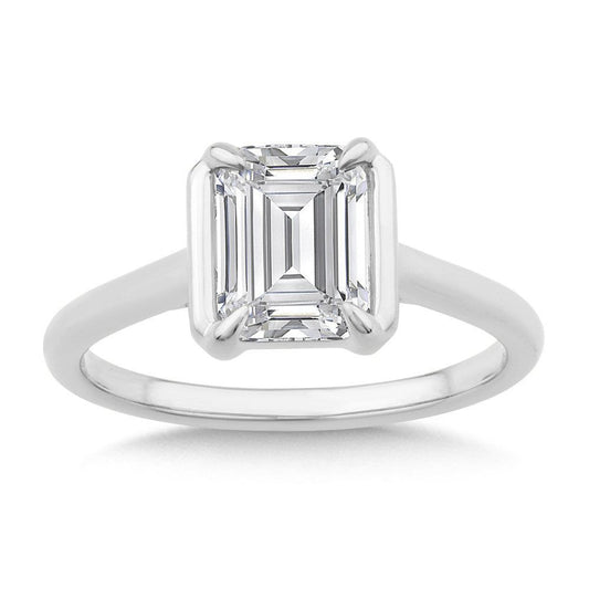 Valina Emerald-Cut Diamond Bracket-Prong Engagement Ring R2559W-SR
