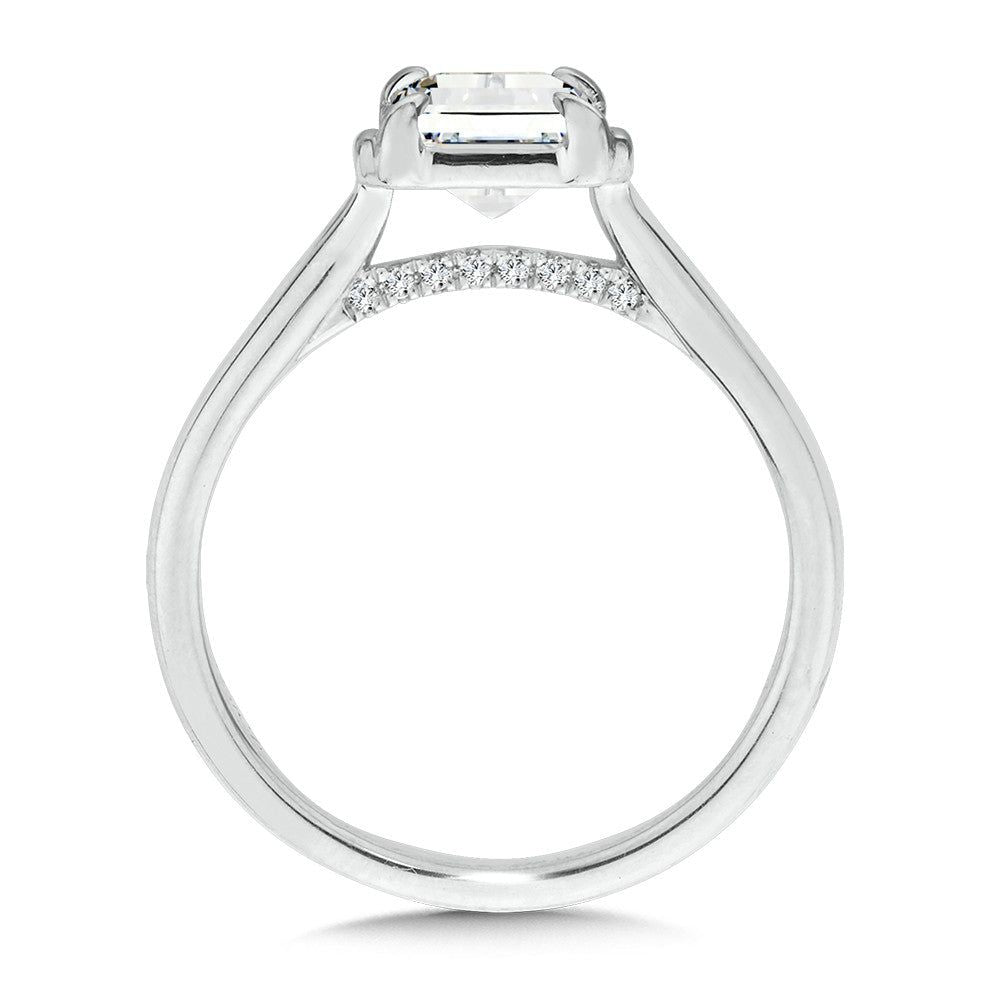 Valina Emerald-Cut Diamond Bracket-Prong Engagement Ring R2559W-SR