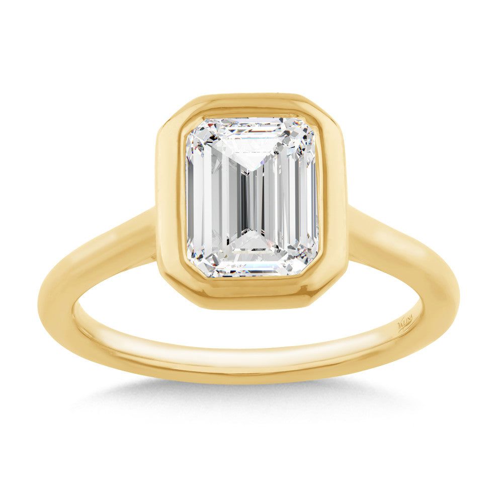 Valina Bezeled Emerald-Cut Diamond Engagement Ring R2564Y-SR