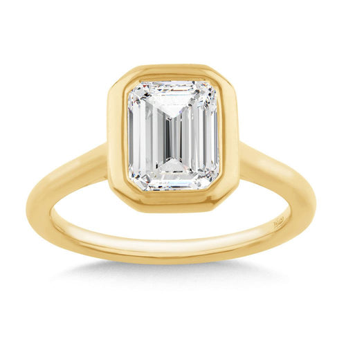 Bezeled Emerald-Cut Diamond Engagement Ring R2564Y-SR