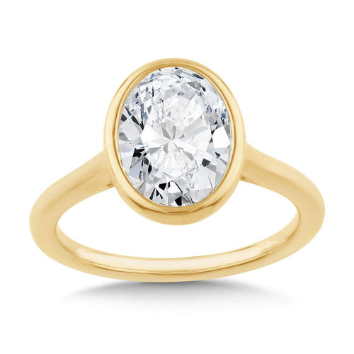 Bezeled Oval-Cut Diamond Engagement Ring R2566Y-SR
