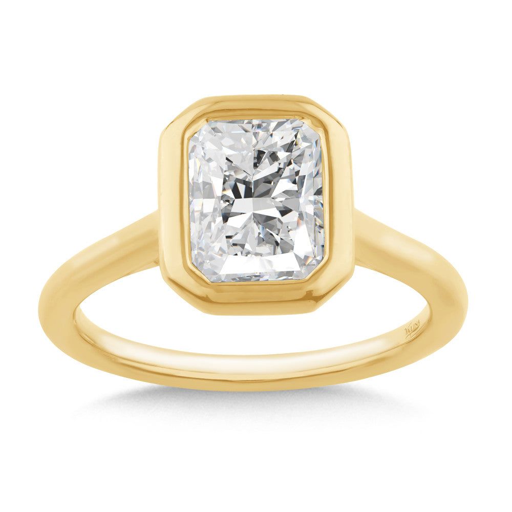 Valina Bezeled Radiant-Cut Diamond Engagement Ring R2568Y-SR