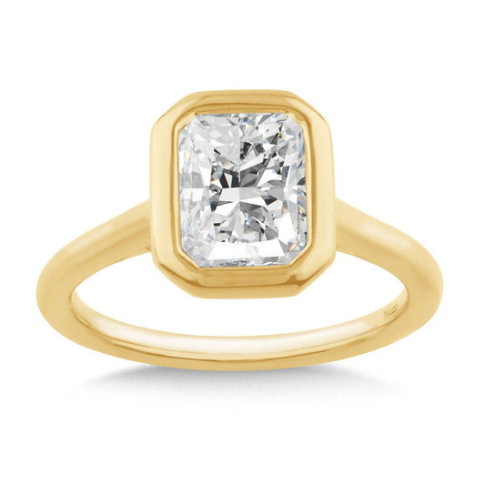 Valina Bezeled Radiant-Cut Diamond Engagement Ring R2568Y-SR