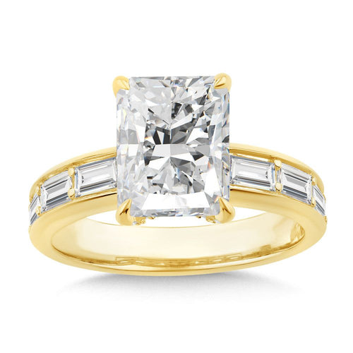 Radiant-Cut & Baguette Side Stone Diamond Engagement Ring R2572Y-SR