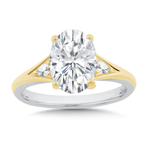 Two-Tone Oval-Cut Diamond Engagement Ring R2573WY-SR