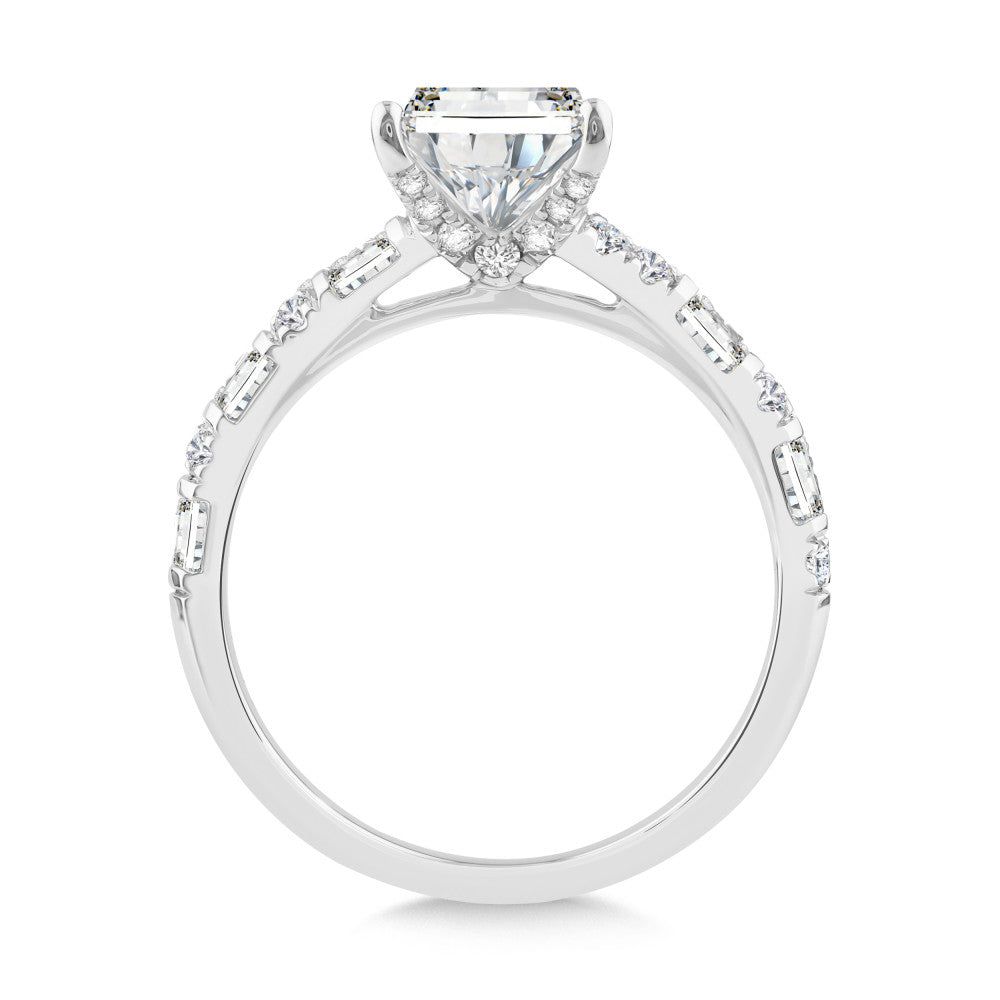 Valina Radiant-Cut & Baguette Side Stone Diamond Engagement Ring R2574W-SR