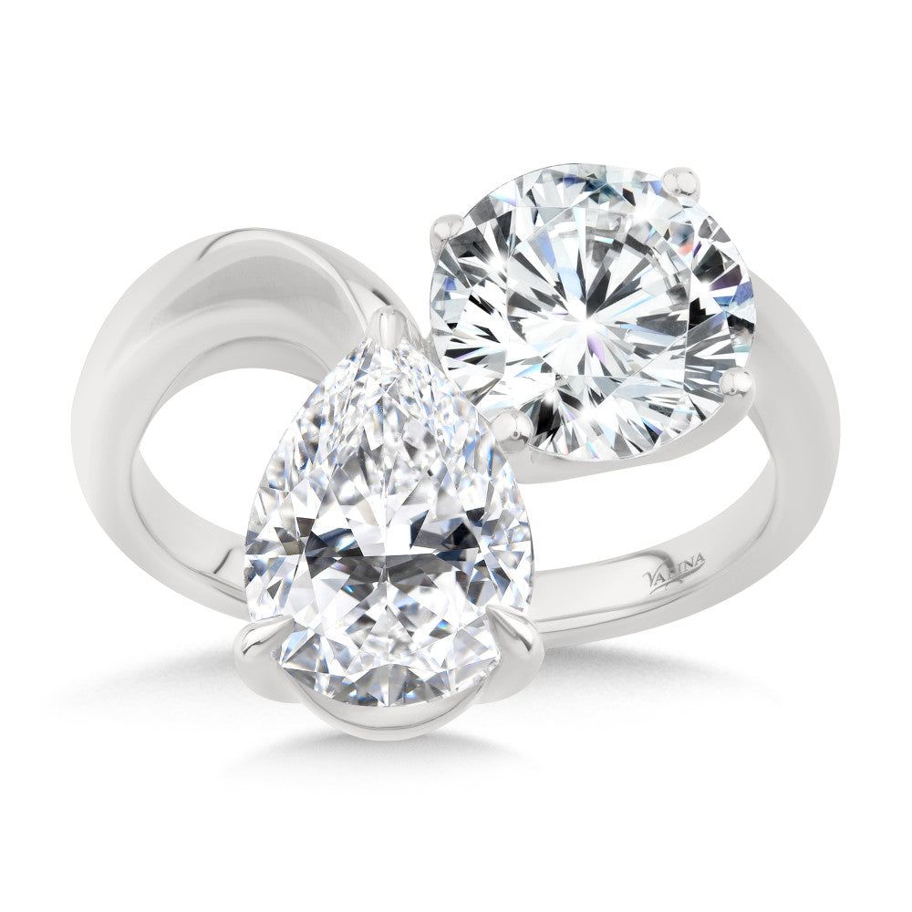 Valina Duet Round & Pear-Cut Diamond Bypass Engagement Ring R2583W-SR