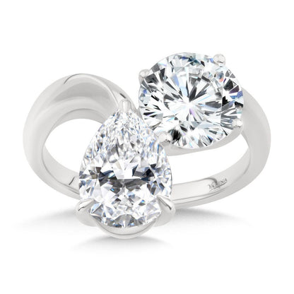 Valina Duet Round & Pear-Cut Diamond Bypass Engagement Ring R2583W-SR