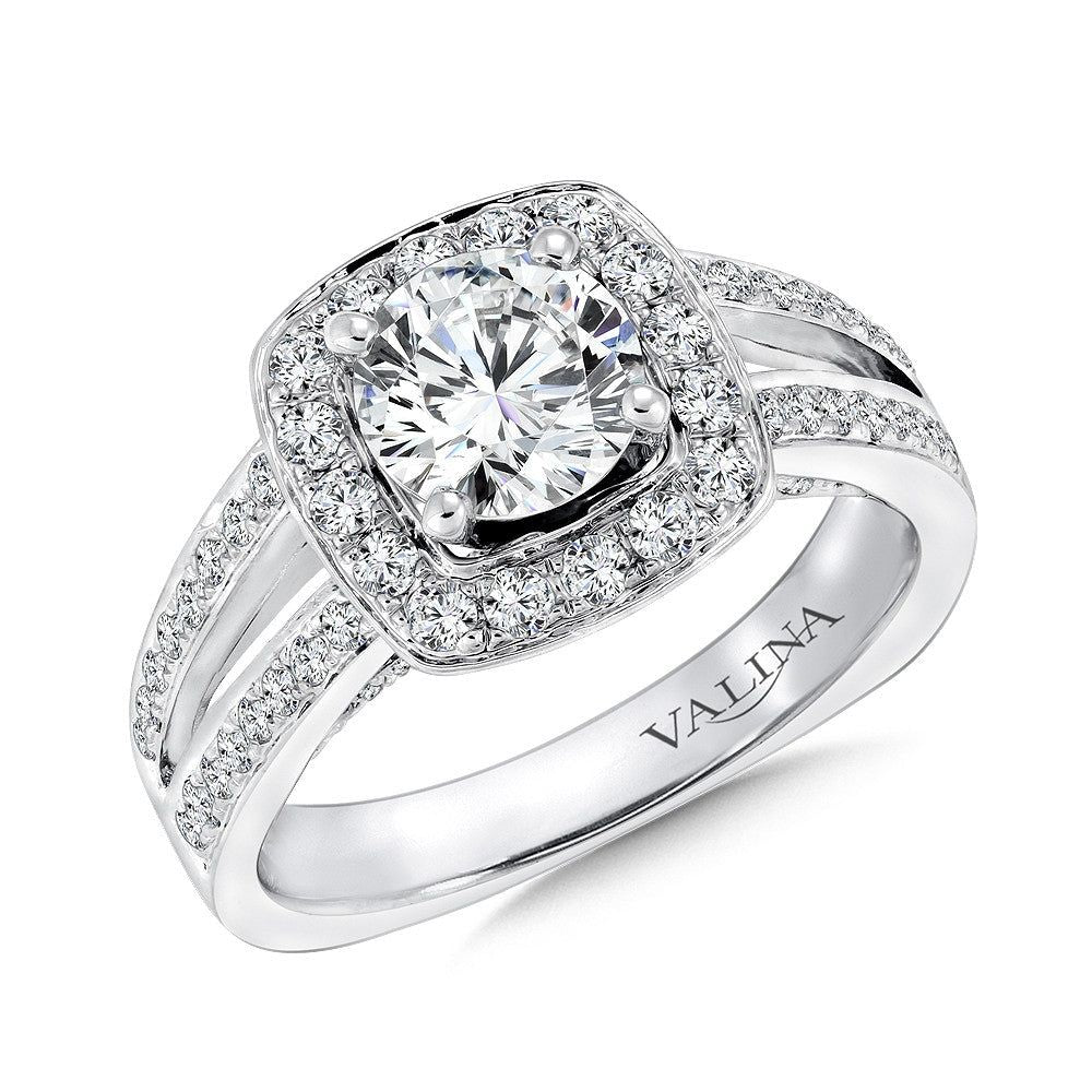 Valina Cushion Shape Halo Engagement Ring R9309W