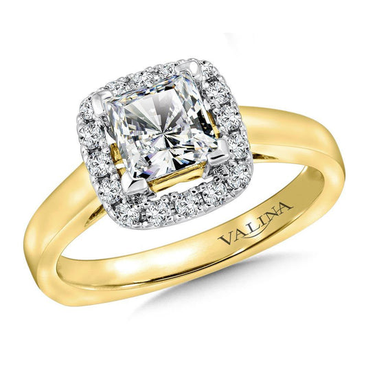 Valina Princess-Cut Diamond Halo Engagement Ring R9312YW
