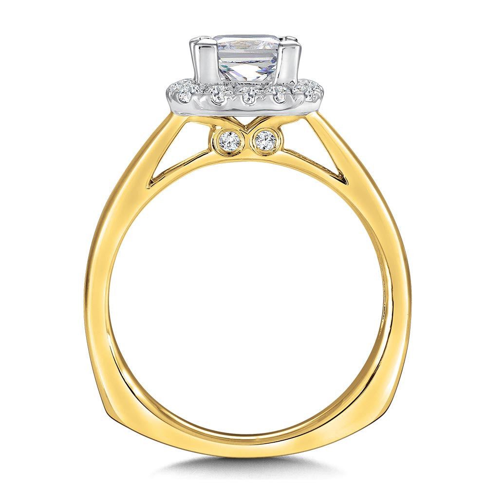 Valina Princess-Cut Diamond Halo Engagement Ring R9312YW
