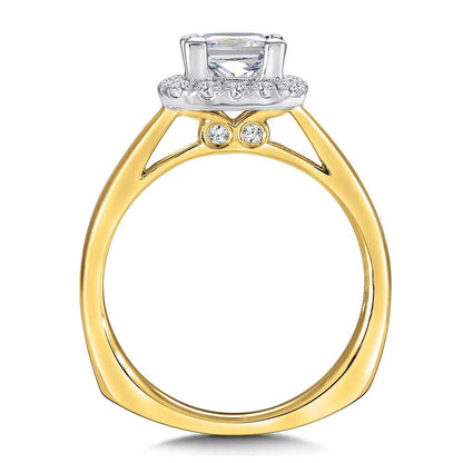 Valina Princess-Cut Diamond Halo Engagement Ring R9312YW
