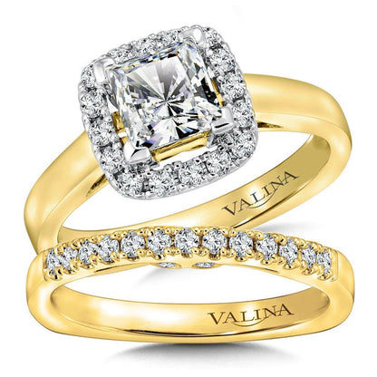 Valina Princess-Cut Diamond Halo Engagement Ring R9312YW