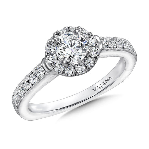 Round Halo Diamond Engagement Ring R9388W