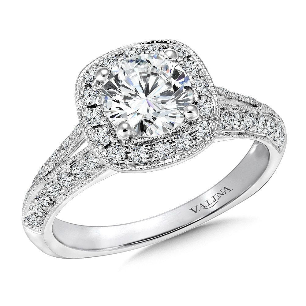 Valina Cushion Shape Halo Diamond Engagement Ring R9429W