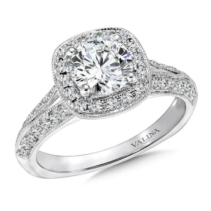 Valina Cushion Shape Halo Diamond Engagement Ring R9429W