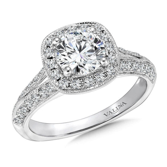 Valina Cushion Shape Halo Diamond Engagement Ring R9429W