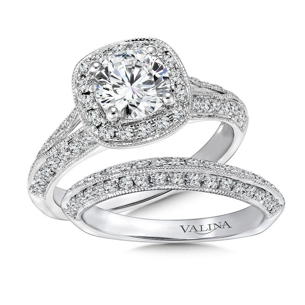 Valina Cushion Shape Halo Diamond Engagement Ring R9429W
