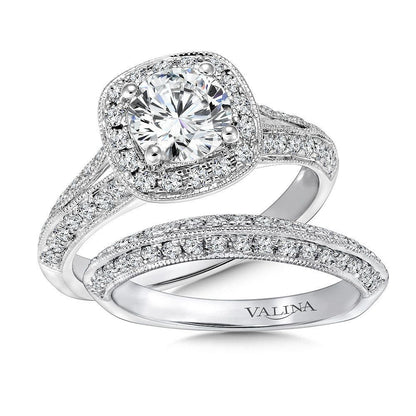 Valina Cushion Shape Halo Diamond Engagement Ring R9429W