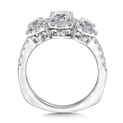 Valina Three stone halo Engagement Ring R9433W