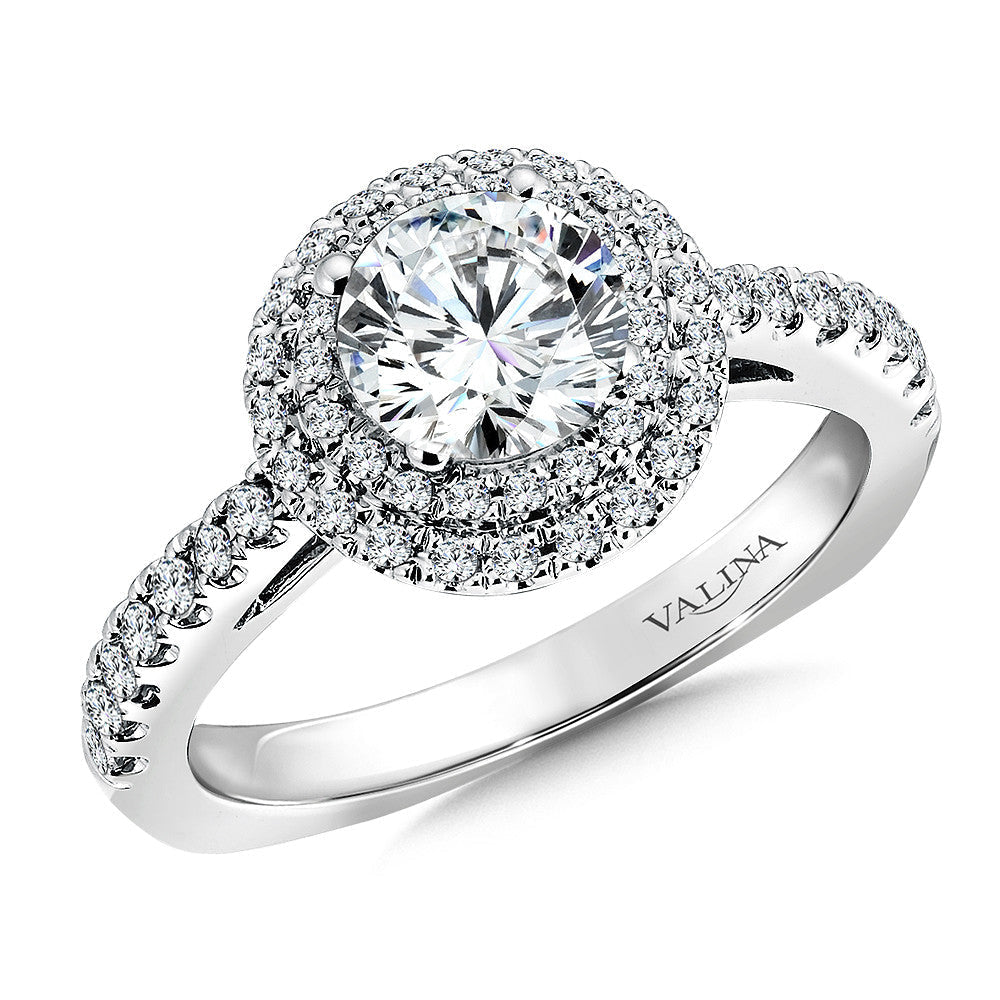 DOUBLE HALO DIAMOND ENGAGEMENT RING R9468W