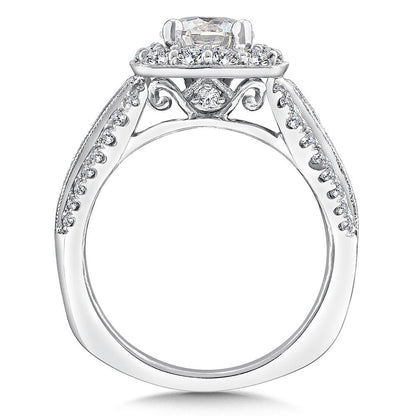 DIAMOND AND BLUE SAPPHIRE HALO ENGAGEMENT RING R9520W-BSA