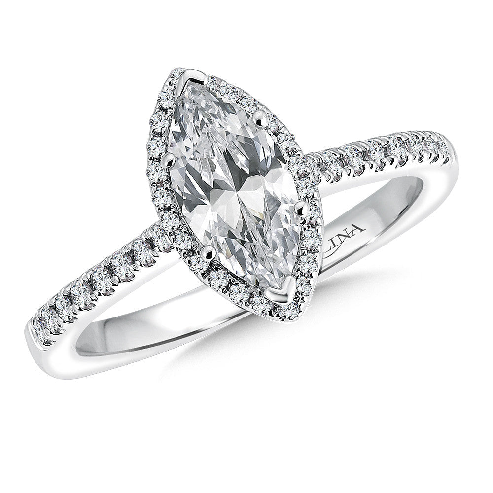 MARQUISE SHAPE HALO ENGAGEMENT RING R9524W