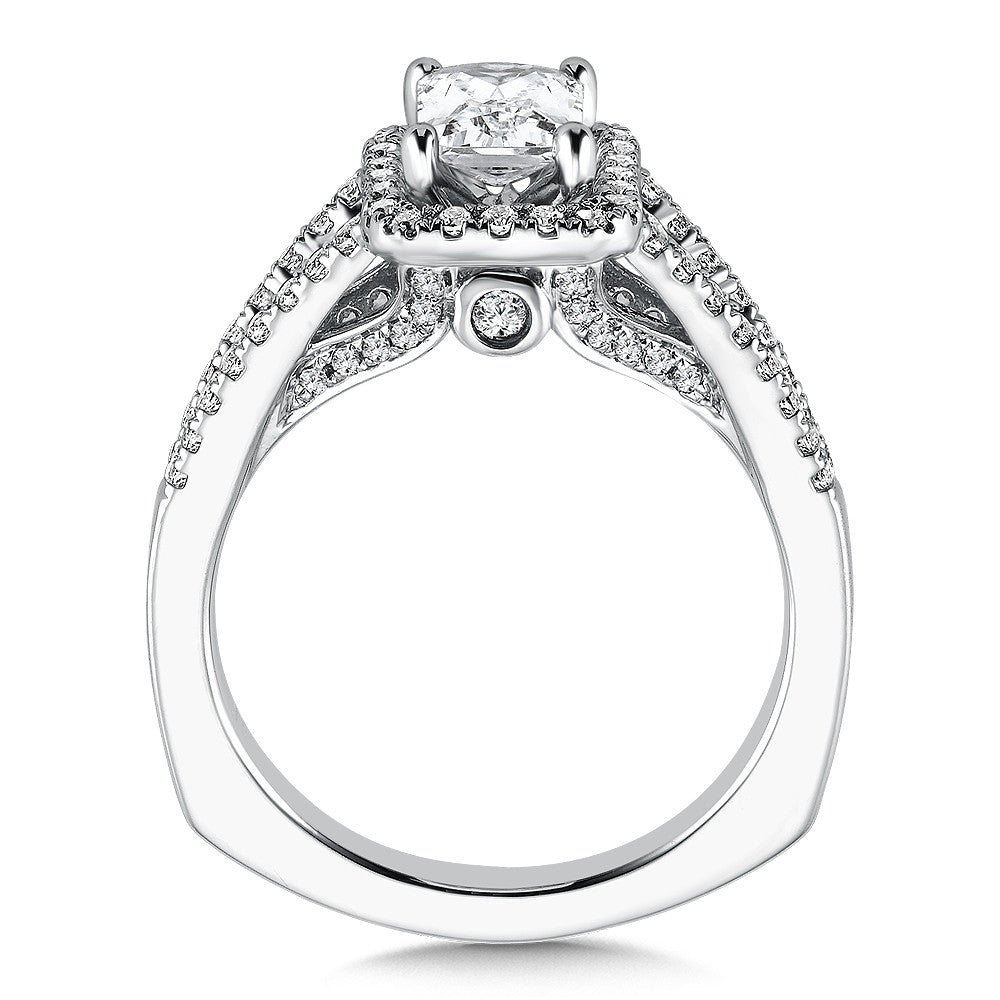 EMERALD CUT HALO ENGAGEMENT RING R9525W