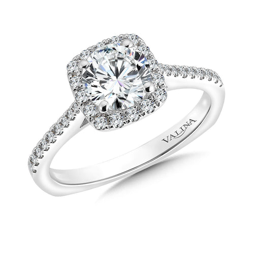 Cushion Shape Halo Diamond Engagement Ring R9542W