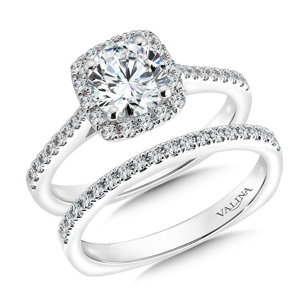 Valina Cushion Shape Halo Diamond Engagement Ring R9542W